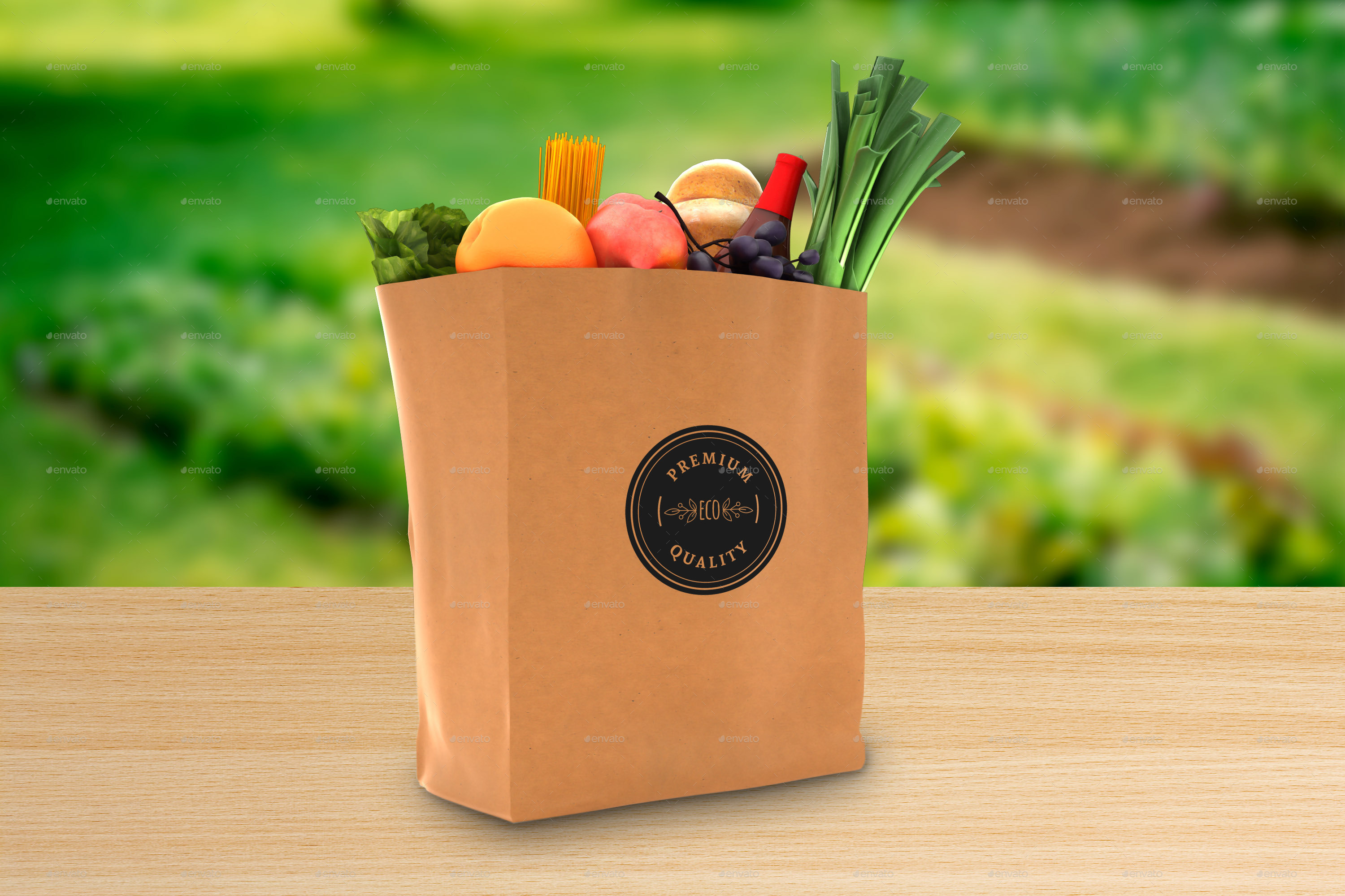 Grocery Paper Bag Logo Mockups, Graphics GraphicRiver